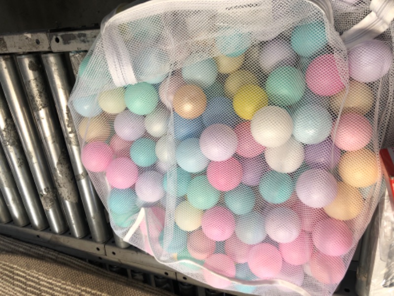 Photo 1 of Amazon Basics BPA Free Crush-Proof Plastic Pit Balls with Storage Bag, Toddlers Kids 12+ Months, 6 Pastel Colors - Pack of 400
