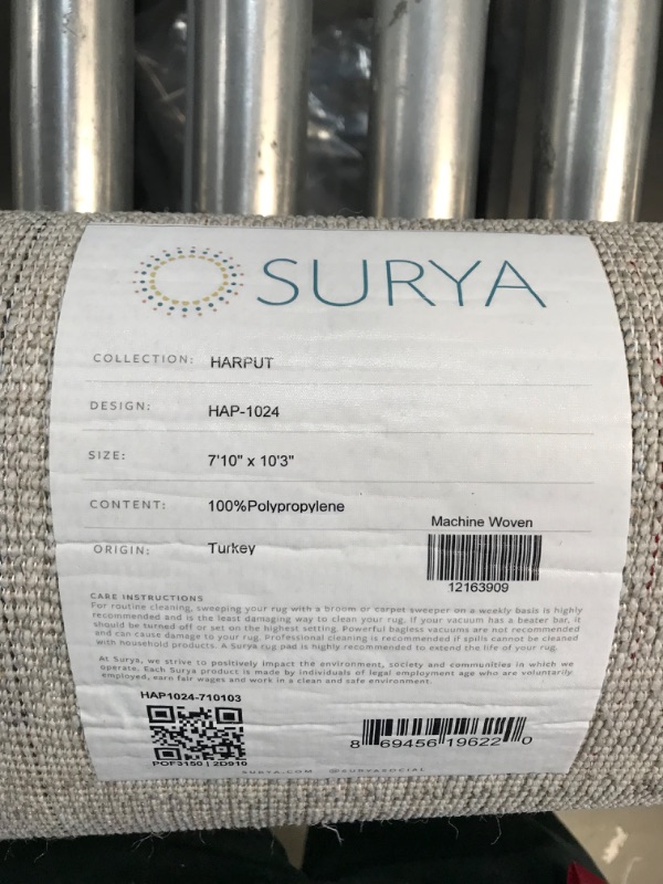 Photo 4 of **MINOR SHIPPING STAIN AND TEAR**Surya HAP1024-710103 Harput Area Rug, 7'10" x 10'3", Gray
