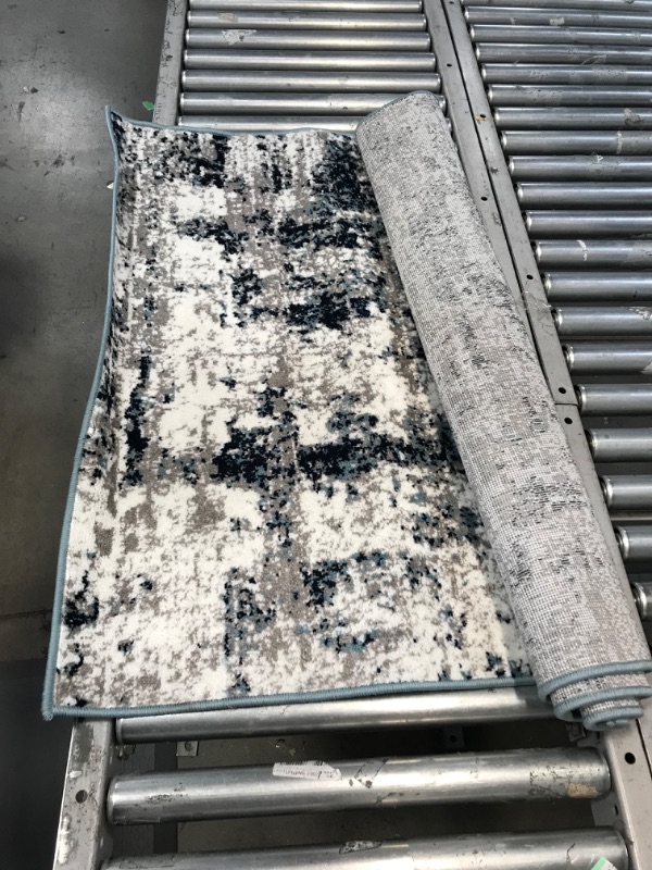 Photo 2 of **MINOR SHIPPING STAIN **Rugshop Distressed Abstract Area Rug 3'3"x 5' Blue
