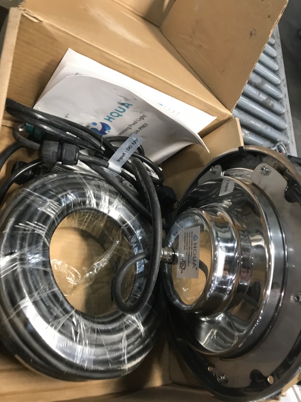 Photo 2 of **** NOT TESTED **** HQUA PN01 120V AC LED Inground Pool Light, 10 Inch 35W 3000lm (300W Incandescent Equivalent), with 100 Feet Cord, Transformer Included, 6500k Cool White, UL Listed, Fit for 10" Standard Wet Niches.