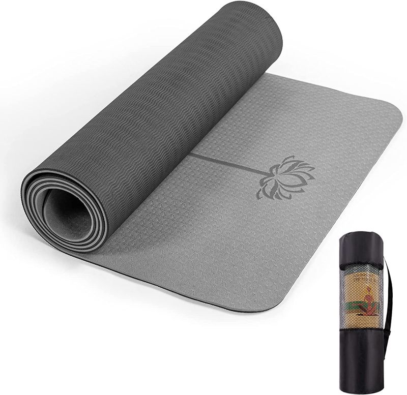 Photo 1 of 
UMINEUX Yoga Mat Extra Thick 1/3'' Non Slip Yoga Mats for Women Eco Friendly TPE Fitness Exercise Mat with Carrying Sling & Storage Bag
Size:72"x24"x1/3"
Color:Glacier Gray & Jet Black