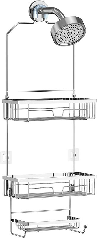 Photo 1 of 
Elbourn Shower Caddy Over Shower Head, Bathroom Hanging Shower Organizer with Hooks, SUS201 Stainless Steel Shower Storage Rack 3 Shelves for Shampoo, Soap...
Color:Silver