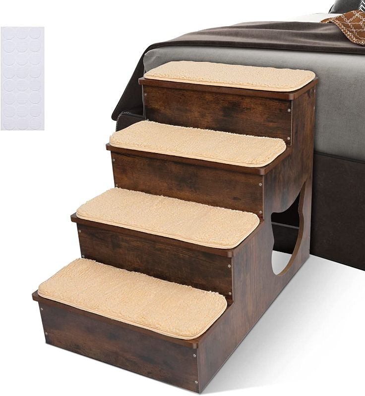 Photo 1 of 
Missing Tread and Capet*****Topmart Wooden Dog Stairs 3 Tiers, Pet Dog Steps for Couch / Bed, Dog Cat Stairs for Old /Injured / Short-Legged Dogs Cats Up to 160lbs
Pattern Name:4-STEP(18.7"H)