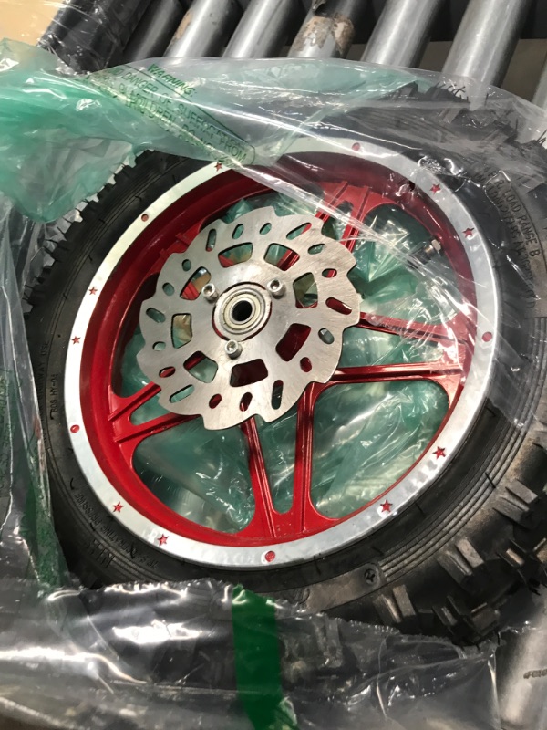 Photo 2 of Dirt Bike Rear Wheel, 2.5?10in Rear Wheel Rim TireAssembly Nonslip Wearproof Mini Pocket Bicycle Tire for Off Road Motorcycles Dirt Pit Bikes