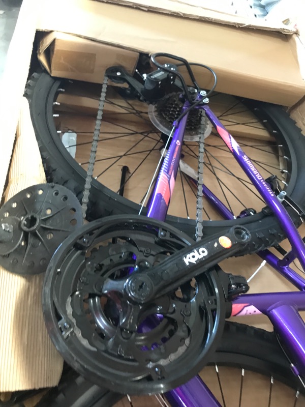 Photo 4 of Huffy Hardtail Mountain Bike, Stone Mountain, 24 inch 21-Speed, Lightweight, Purple (74818) Purple 24 Inch Wheels/14 Inch Frame Mountain