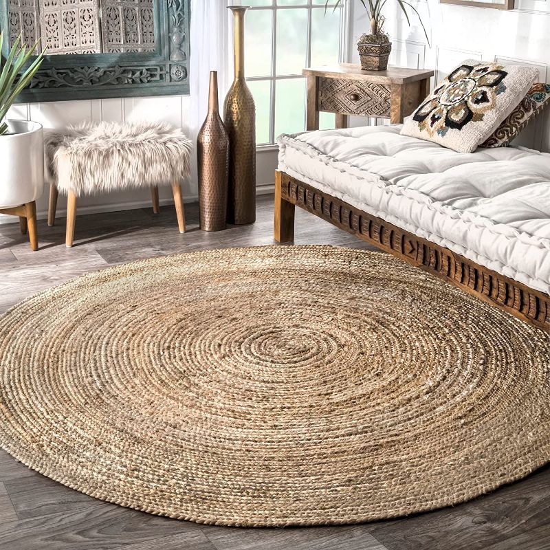 Photo 1 of 
nuLOOM Rigo Hand Farmhouse Jute Area Rug, 5' Round, Natural
Color:Natural
Size:5' Round