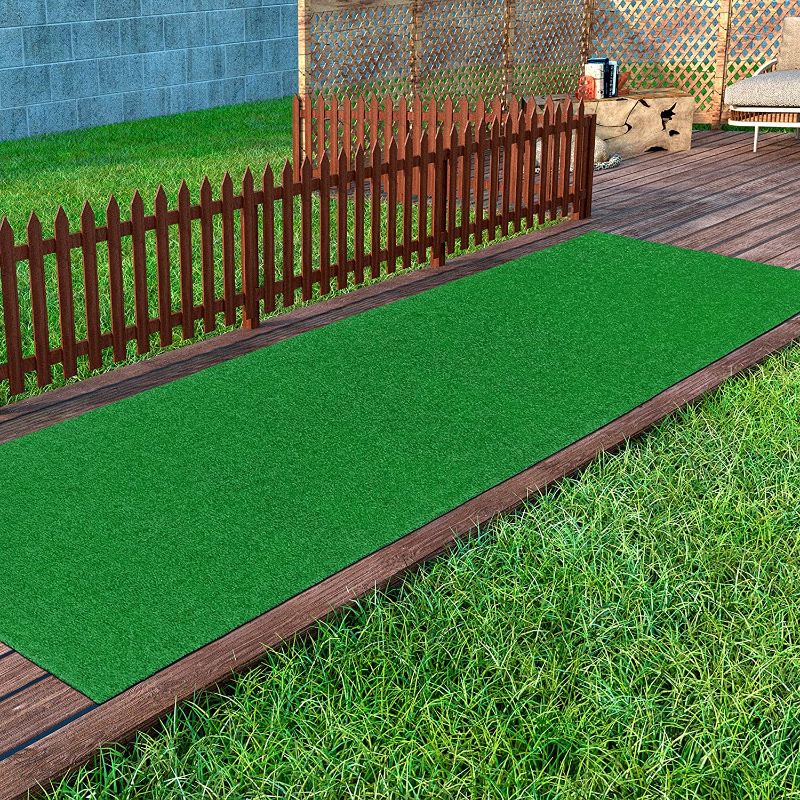 Photo 1 of  Indoor and Outdoor Green Artificial Grass Turf Runner Rug 2'7" X 5'8" Green Artificial Grass/Pet mat with Rubber Backed