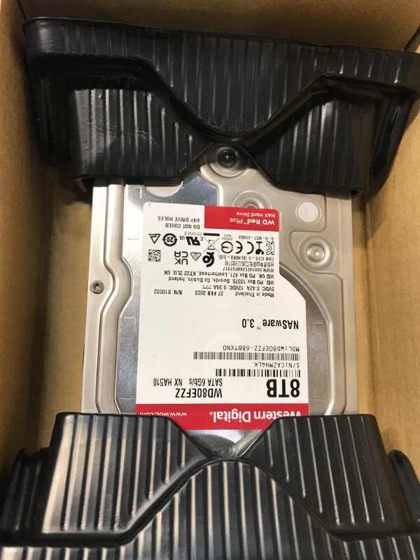 Photo 2 of Western Digital 8TB WD Red Plus NAS Internal Hard Drive HDD - 5640 RPM, SATA 6 Gb/s, CMR, 128 MB Cache, 3.5" - WD80EFZZ 8TB Internal Hard Drive