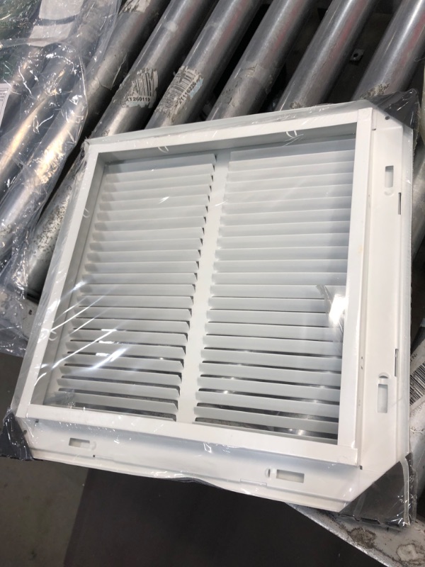 Photo 2 of 12"W x 12"H [Duct Opening Measurements] Steel Return Air Filter Grille [Fixed Hinged] for 1-inch Filters, Vent Cover Grill for Sidewall and Ceiling, White, Outer Dimensions: 14 5/8"W X 14 5/8"H Duct Opening Size: 12"x12"