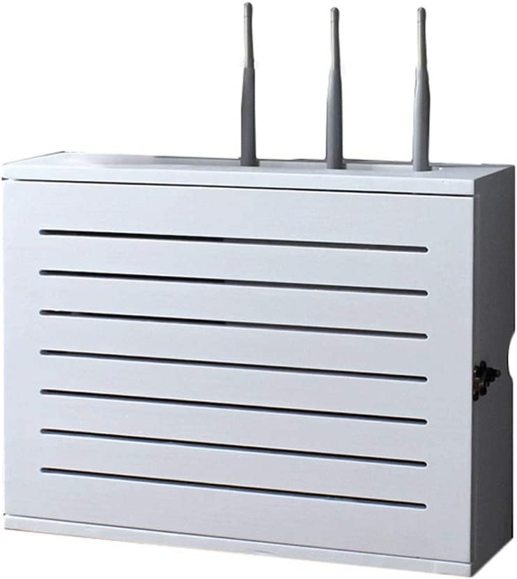 Photo 1 of  White Wireless Router Storage Shelf Wall-Mounted WiFi Router Storage Box 17"x14"
