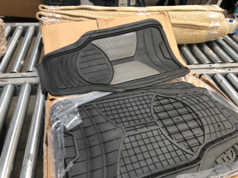 Photo 1 of Automotive Floor Mats Gray Universal Fit All Season Protection Heavy Duty Rubber fits Most Cars, SUVs, and Trucks, Trim to Fit FH Group F11513GRAY