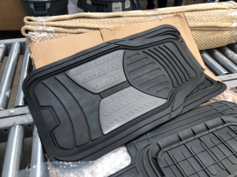 Photo 3 of Automotive Floor Mats Gray Universal Fit All Season Protection Heavy Duty Rubber fits Most Cars, SUVs, and Trucks, Trim to Fit FH Group F11513GRAY