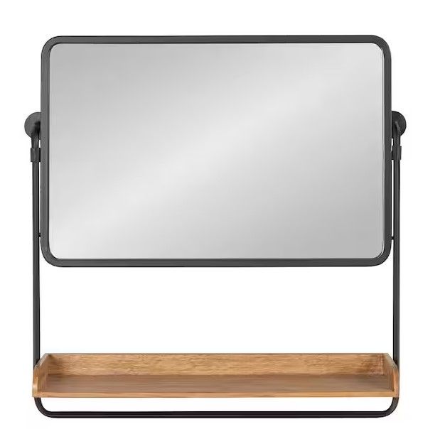 Photo 1 of *Loose Hardware/Missing Hardware* Rheeves 26.25 in. W x 26.00 in. H Wood Rustic Brown Rectangle Framed Decorative Mirror
