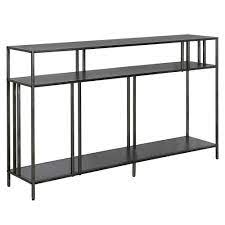 Photo 1 of **MINOR DAMAGE** TKM Home Gunmetal Gray Console Table With Metal Shelves
