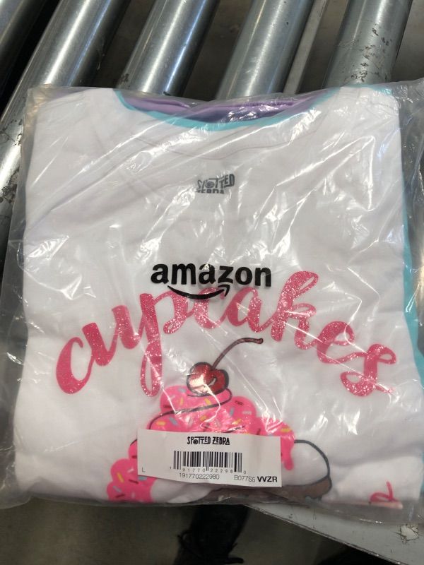 Photo 2 of Amazon Essentials Girls and Toddlers' Short-Sleeve T-Shirt Tops (Previously Spotted Zebra), Multipacks 4 Purple/Blue/White, Cupcake/Unicorn Large