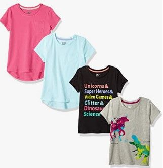 Photo 1 of Amazon Essentials Girls and Toddlers' Short-Sleeve T-Shirt Tops (Previously Spotted Zebra), Multipacks - MEDIUM
