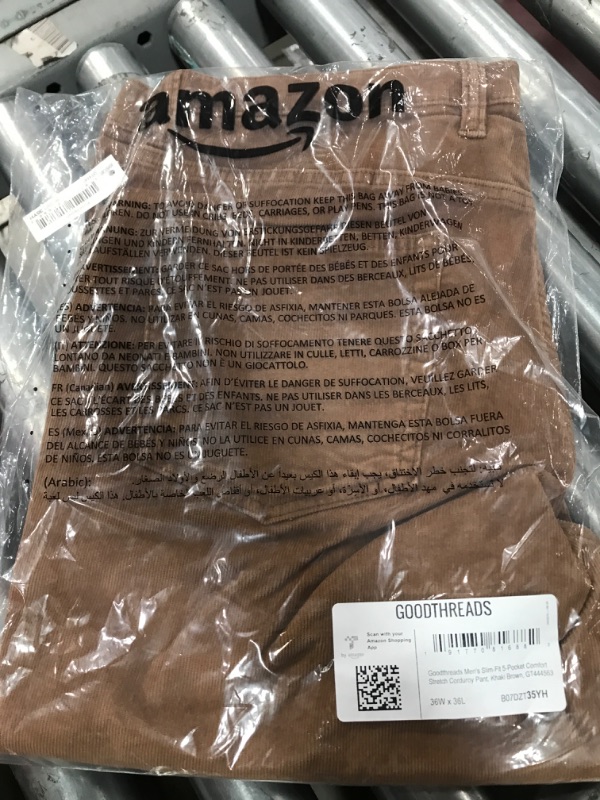 Photo 1 of Amazon Essentials Men's Slim-Fit 5-Pocket Comfort Stretch Chino Pant (Previously Goodthreads) 36wx36l

