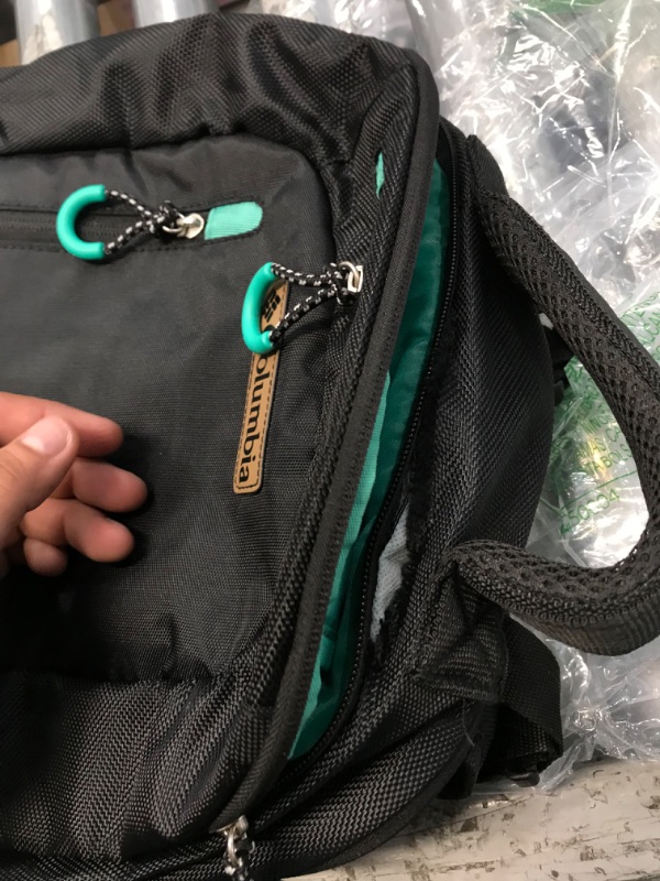 Photo 2 of **DAMAGED**Columbia Carson Pass Backpack Diaper Bag - Black Large Diaper Bag with Multiple Organizer Pockets and Thermal Bottle Pocket with Therma-Flect Radiant Barrier
**TORN AT THE TOP**