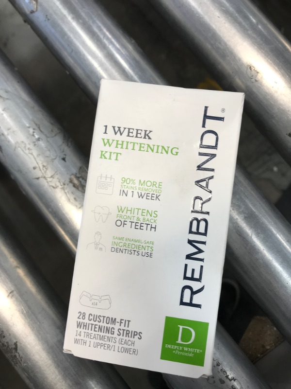 Photo 3 of **EXPIRED- 4/23**REMBRANDT Deeply White + Peroxide 1 Week Teeth Whitening Kit, Removes Tough Stains, Enamel-Safe, 28 Custom-Fit Whitening Strips (14 Treatments)