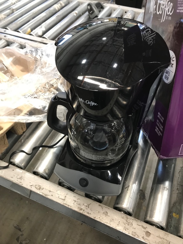 Photo 5 of **DAMAGED**Mr. Coffee Coffee Maker with Auto Pause and Glass Carafe, 12 Cups, Black & 2129512, 5-Cup Mini Brew Switch Coffee Maker, Black Black Coffee Maker
**CRACKED, SHOWN IN PHOTOS, FOR PARTS ONLY****