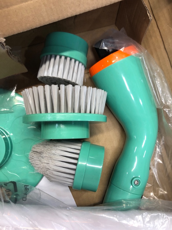 Photo 4 of **USED**  ETOOLAB Electric Spin Scrubber, Lazy Cleaning Artifact Cordless Cleaning Brush, 55 Inch Extra Long Handle with 5 Replaceable Brush Heads, Powerful Shower Scrubber for Tub, Bath, Kitchen, Car, Floor