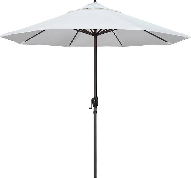 Photo 1 of 
Like New*******California Umbrella 9' Round Aluminum Market Umbrella, Crank Lift, Auto Tilt, Bronze Pole, White Olefin
Color:White