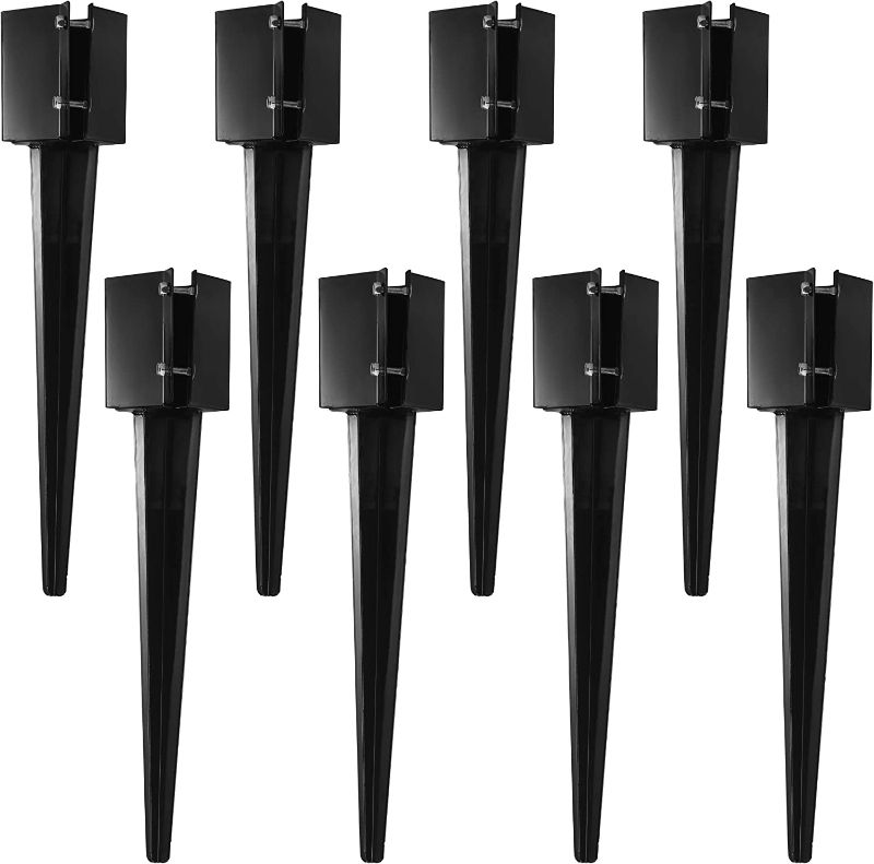 Photo 1 of 
CRIZTA 8 Pcs 36" Heavy Duty 4x4 Fence Post Anchor Ground Spike Metal Black Powder Coated - Mailbox Post Anchors. Length: 36 inches, Outer Dimension: 4”