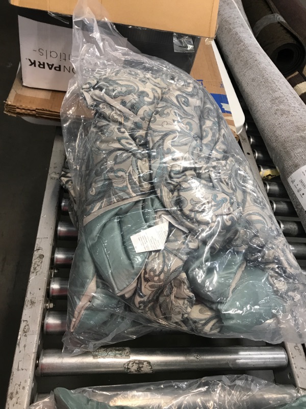 Photo 1 of Madison Park Essentials Tolan Comforter Set Faux Silk - Classic Luxurious Paisley Design, Lightweight All Season Bedding Layer, Shams, Decorative Pillow and Curtains, Valance, Queen, Teal 12 Piece Queen (90 in x 90 in) Teal Riab 12pcs