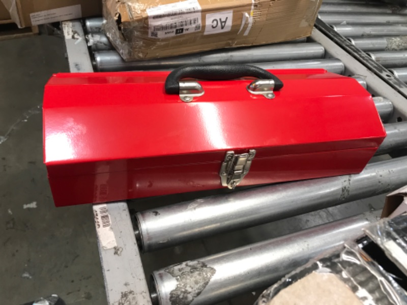 Photo 2 of BIG RED ATB212 Torin 19" Hip Roof Style Portable Steel Tool Box with Metal Latch Closure and Removable Storage Tray, Red