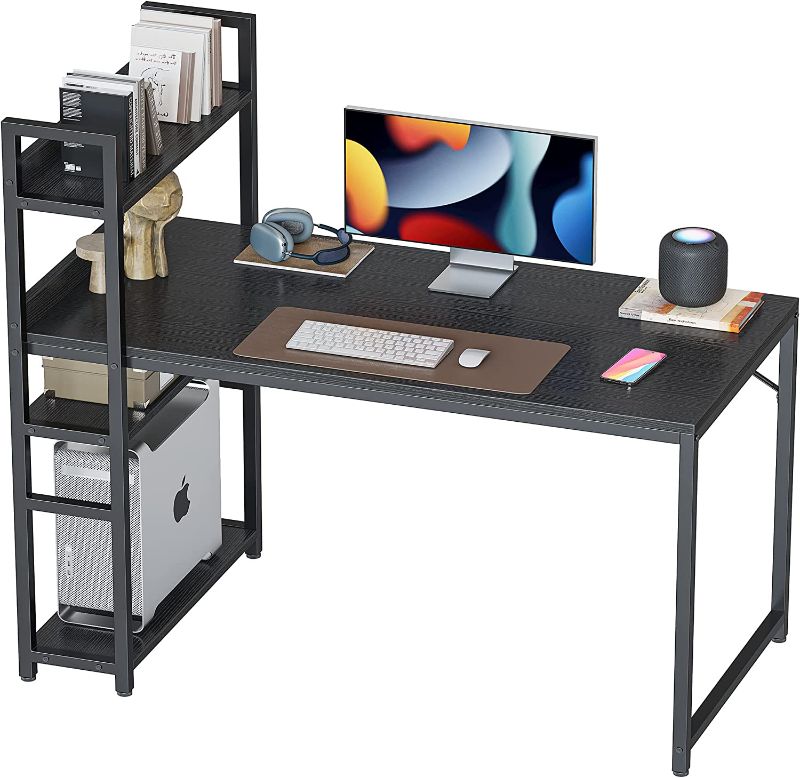 Photo 1 of 
CubiCubi Computer Desk 55 inch with Storage Shelves Study Writing Table for Home Office,Modern Simple Style, Black
Size: Black
Color:55 inch