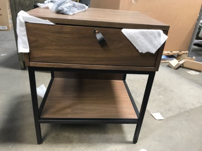 Photo 1 of 18"x22"x26" Night Stand One Drawer With Electric Plug walnut finish 