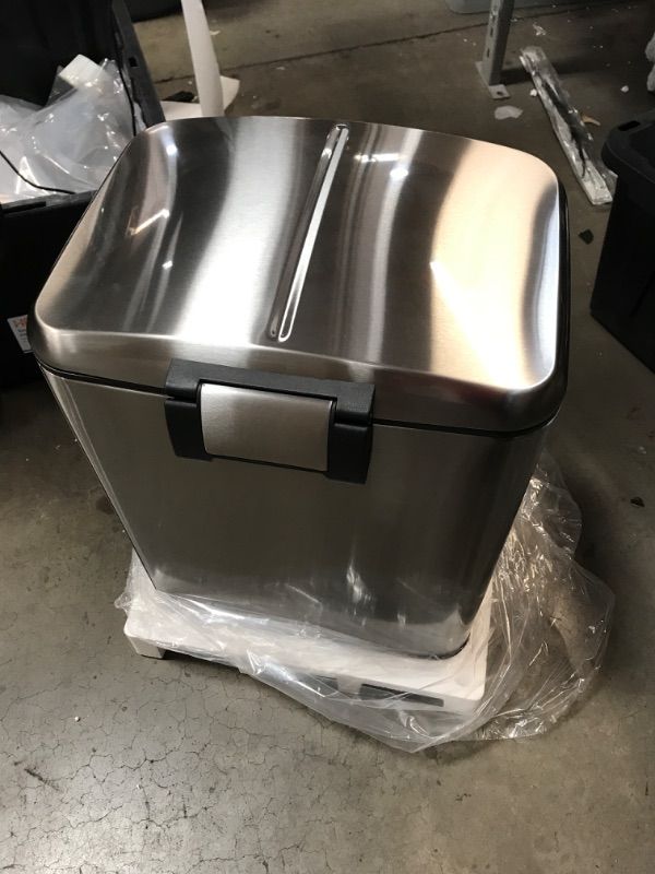 Photo 2 of  Dual Compartment Trash Can Stainless Steel Foot Pedal With Removable Inner Buckets 16"x20" 