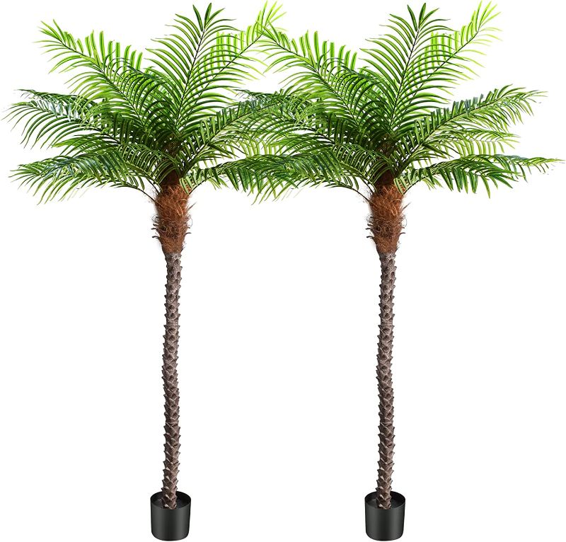 Photo 1 of ***MISSING ONE*** Keeplush 8.5ft Faux Phoenix Palm Tree Artificial Tropical Coconut Tree Extra Tall Large Fake Tree in Pot for Outside Patio Indoor Home Big House Office Bathroom Outdoor Pool Coastal Decor Green 2Pcs - *** MISSING ONE***
