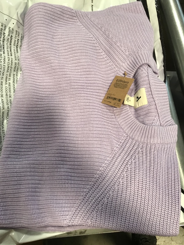 Photo 2 of Amazon Aware Women's Rib Crewneck Sweater, Lavender, 3XL