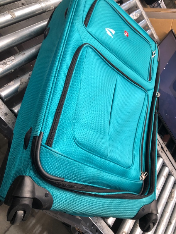 Photo 2 of **USED**   SwissGear Sion Softside Expandable Roller Luggage, Teal, Checked-Large 29-Inch Checked-Large 29-Inch Teal