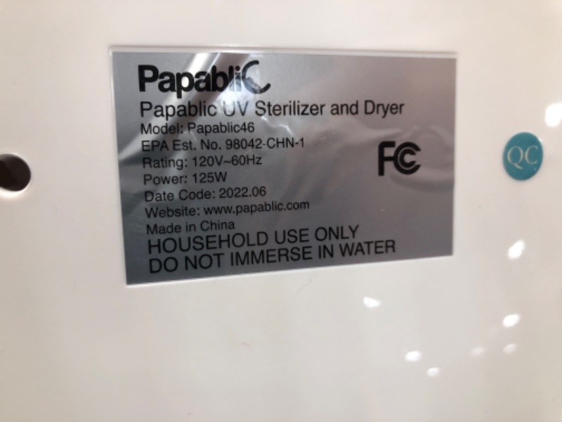 Photo 5 of **USED**  Papablic 4-in-1 UV Light Sanitizer | UV Sterilizer and Dryer Pro | UV Sterilizer Box with Dual UV-C Lamps for Babies & Whole Family | Large Capacity | Touch Control