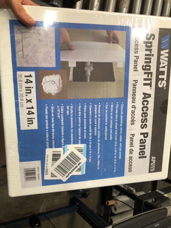 Photo 2 of **FACTORY SEALED**   Watts APU15 Spring Fit Drywall Access Panel, White & Fluidmaster AP-0808 Click Fit Access Panel for Plumbing, Wiring, and Cables, Size 8-in. x 8-in., Easy Install , White White 14 inch x 14 inch Panel + Panel
