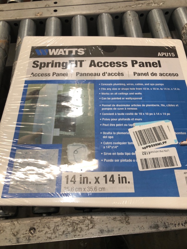 Photo 2 of **FACTORY SEALED**   Watts APU15 Spring Fit Drywall Access Panel for Plumbing, Wiring, and Cables, 14 inch x 14 inch, White White 14 inch x 14 inch Panel