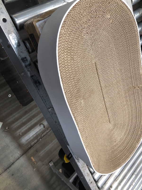 Photo 1 of **SLIGHT DAMAGE**   NOVAPET NEST - Oval Shaped Cat Scratcher Bed Made with Eco Friendly Corrugated Cardboard, Nontoxic and Odorless, Cat Friendly Design for Ultimate Comfort, Chic Minimalist Style White
