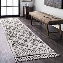 Photo 1 of **USED**   nuLOOM Ansley Moroccan Lattice Tassel Runner Rug, 2' 6" x 8', Grey

