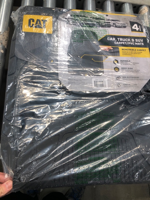 Photo 1 of **USED**   Cat® Detachable Deep Dish Car Floor Mats for Auto Rubber w/Removable Carpet Liner - Easy-Clean Automotive Floor Liners Heavy Duty All Weather Set