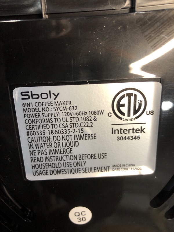 Photo 3 of "NOT FUNCTIONAL, FOR PARTS ONLY" Boly 6-In-1 Coffee Maker with Auto Milk Frother, Single Serve Coffee, Tea, Latte and Cappuccino Machine, Compatible With K Cup & Ground Coffee Coffee, One Cup Coffee Maker