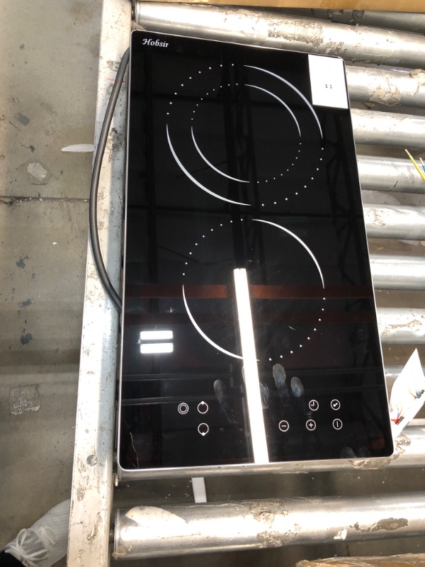 Photo 1 of 2 Burners Electric Cooktop, 12 inch Radiant Electric Stove, Built-in Electric Stove Top, Timer & Kid Safety Lock, Glass Protection Metal Frame, 220V-240V Hard Wire (No Plug) Hobsir 2-Zones