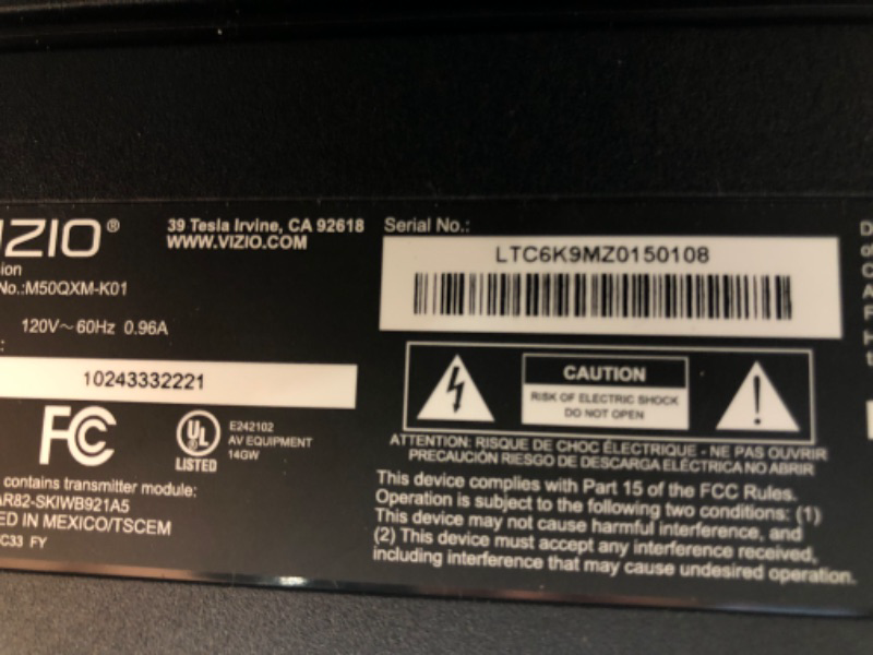 Photo 1 of **USED**  VIZIO 50-inch MQX Series Premium 4K 120Hz QLED HDR Smart TV with Dolby Vision, Active Full Array, 240Hz @ 1080p PC Gaming, WiFi 6E, and Alexa Compatibility M50QXM-K01, 2023 Model