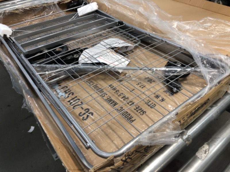 Photo 1 of **MINOR DAMAGE** Shopping Cart, 440 lbs Upgrade Super Capacity Grocery Cart Extra Jumbo Double Basket Folding Shopping Cart with 360° Rolling Swivel Wheels Utility Shopping Cart for Laundry, Grocery, Shopping, Baggage Super Jumbo