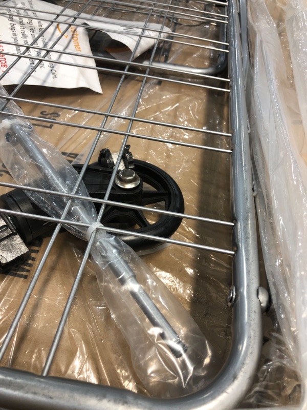 Photo 1 of **MINOR DAMAGE** Shopping Cart, 440 lbs Upgrade Super Capacity Grocery Cart Extra Jumbo Double Basket Folding Shopping Cart with 360° Rolling Swivel Wheels Utility Shopping Cart for Laundry, Grocery, Shopping, Baggage Super Jumbo