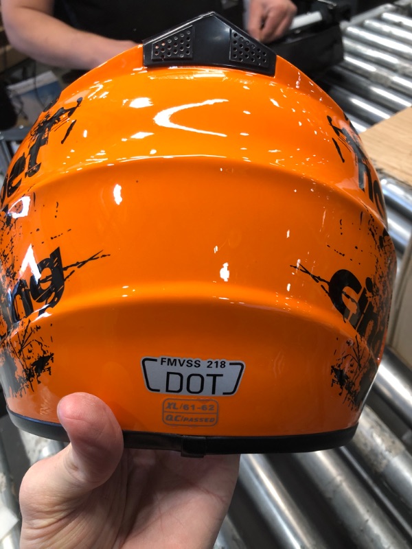 Photo 6 of **NEW**   TRIPERSON Dirt Bike Off-Road Motocross ATV Motorcycle Helmet for Men Women,Professional Competition Helmet DOT Certified (Orange, X-Large) Orange X-Large
