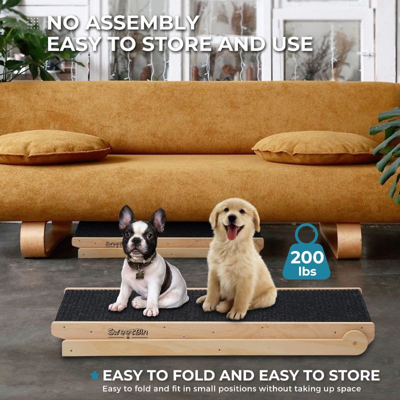 Photo 1 of  Wooden Adjustable Pet Ramp for All Dogs and Cats - Non Slip Carpet Surface and Foot Pads -