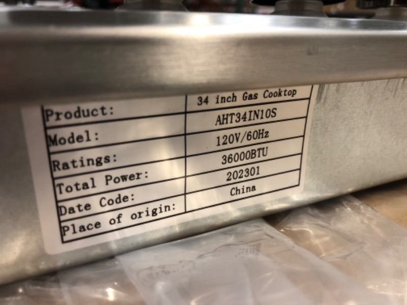 Photo 1 of **MISSING PARTS* Hothit 5 Burners 34 inch Gas Cooktop, 36000 BTU Stainless Steel Gas Range Top, Gas Cooker Stove Propane Gas/Natural Gas Convertible