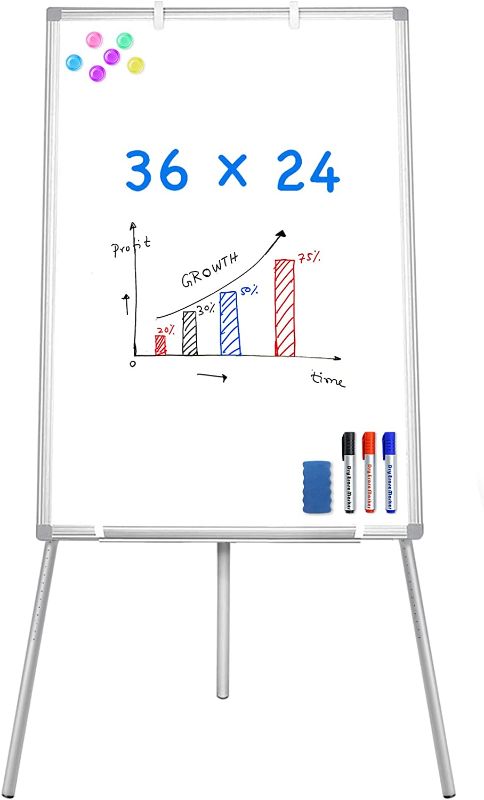Photo 1 of **MINOR DAMAGE** Easel Whiteboard - Magnetic Portable Dry Erase Easel Board 36 x 24 Tripod Whiteboard Height Adjustable, 3' x 2' Flipchart Easel Stand White Board for Office or Teaching at Home & Classroom
